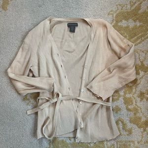 Baby yellow cardigan with waist tie